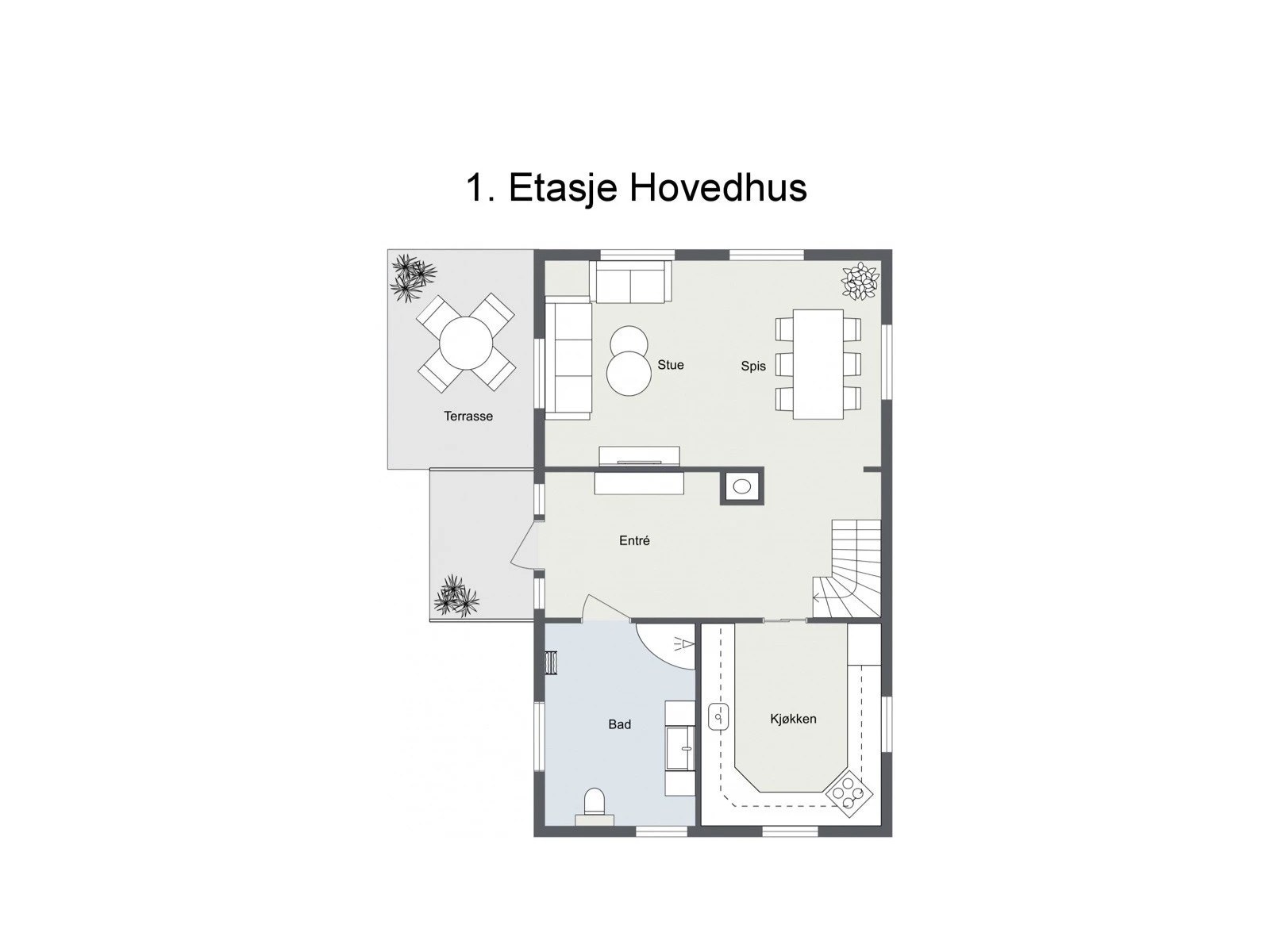 Plantegning - 1. etasje - Hovedhus Galleribilde