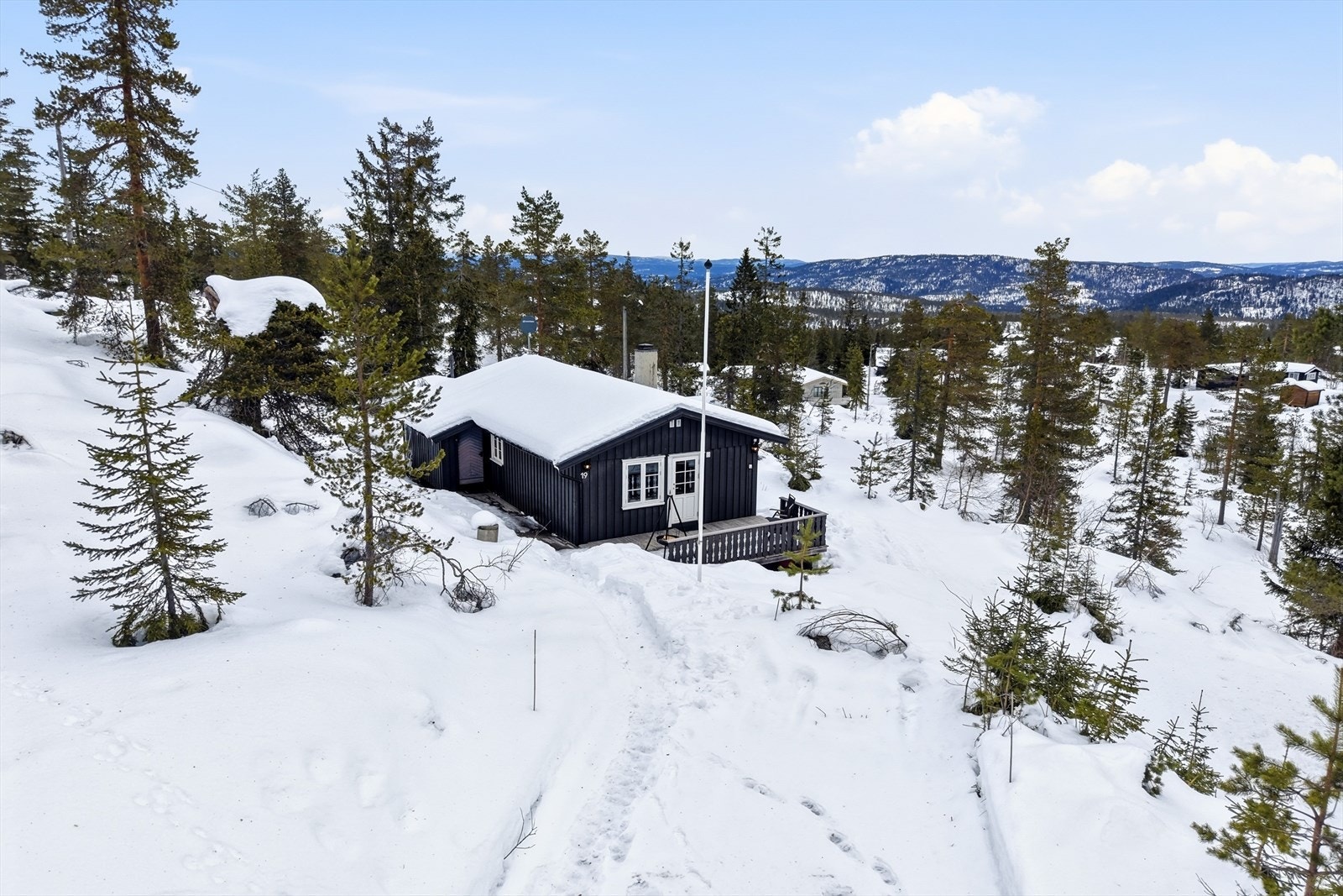 Tomta er selveier tomt, og har vei helt inn med parkeringsmulighet på egen tomt. Galleribilde