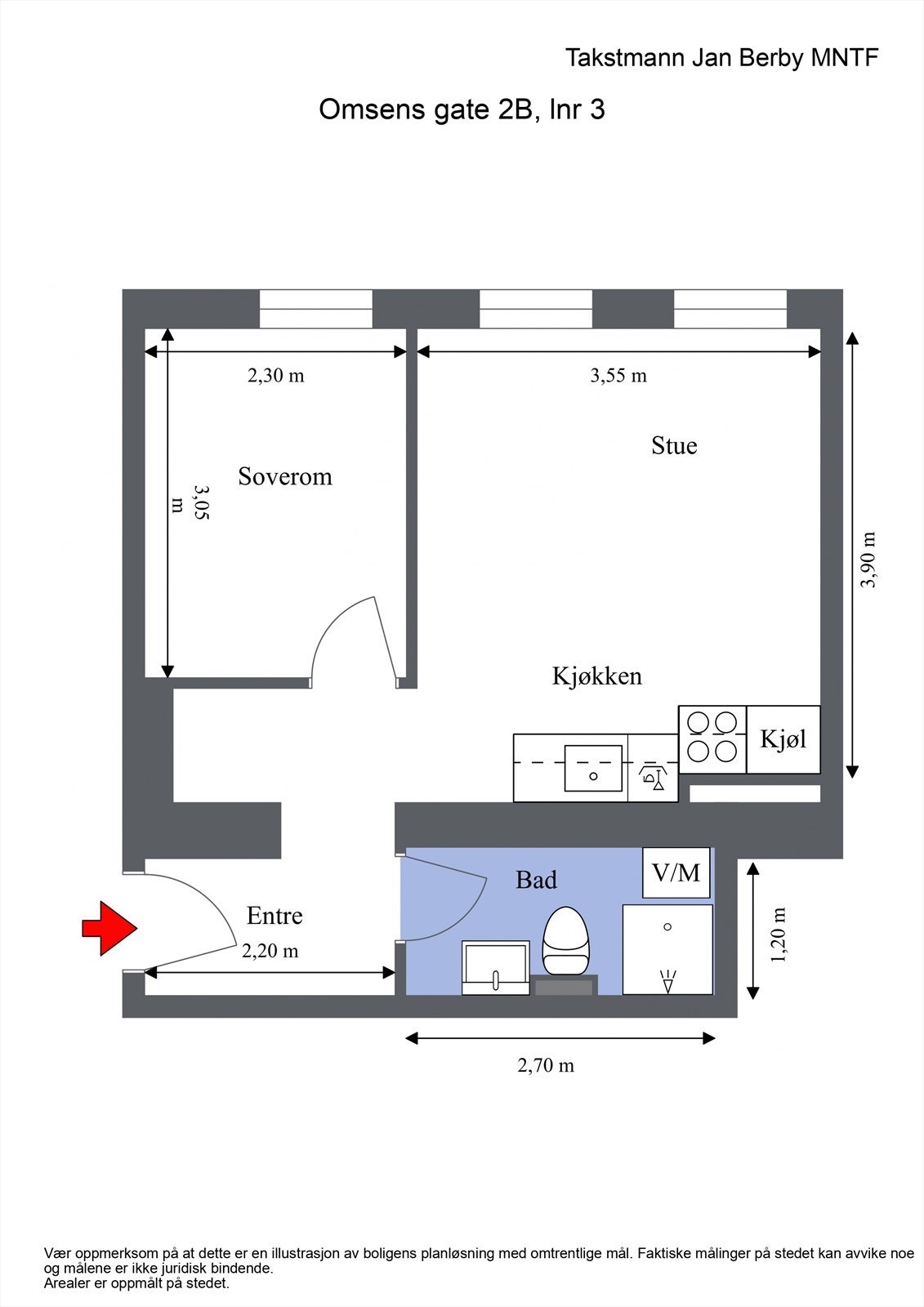 Plantegning. I tillegg medfølger en bod i kjelleren. Galleribilde