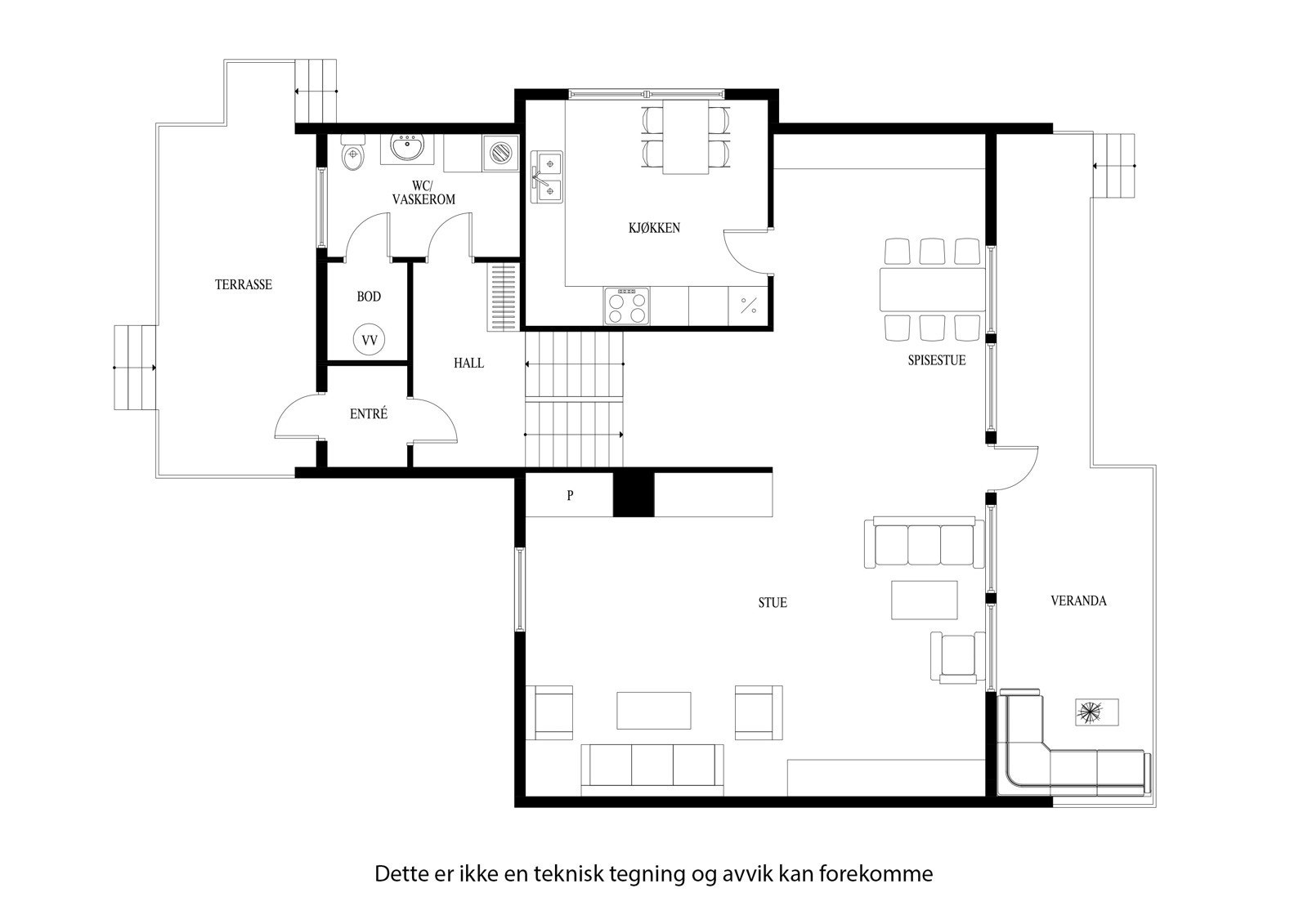 Plantegning 1. etasje Galleribilde