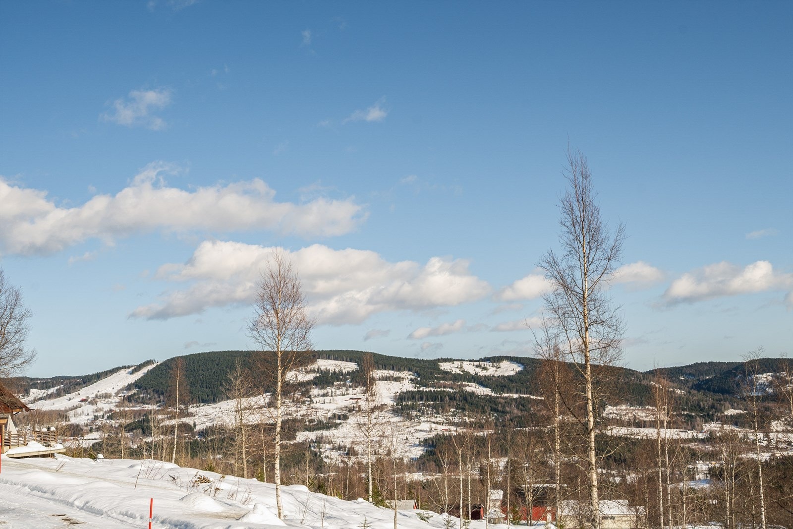 I horisonten skimtes det populære Hurdal Skisenter, som byr på gode vinteraktiviteter og alpintilbud. Skisenteret har rundt 11 nedfarter og 3 heiser, med bakker i ulike vanskelighetsgrader - fra barnevennlige familiebakker til mer krevende løyper. Galleribilde