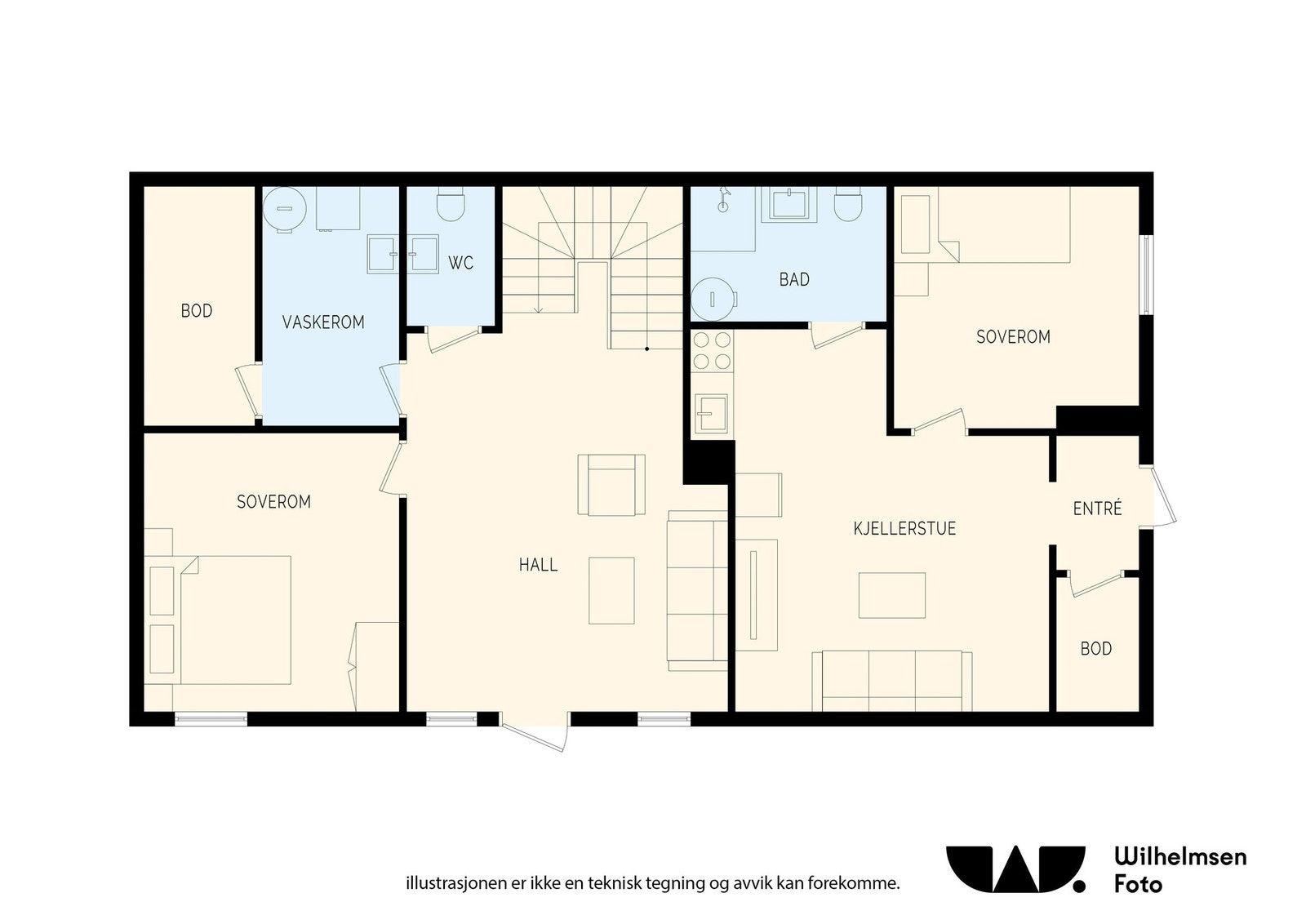 Merk den praktiske planløsningen med utleiedelen som har helt egen, skjermet inngang Galleribilde