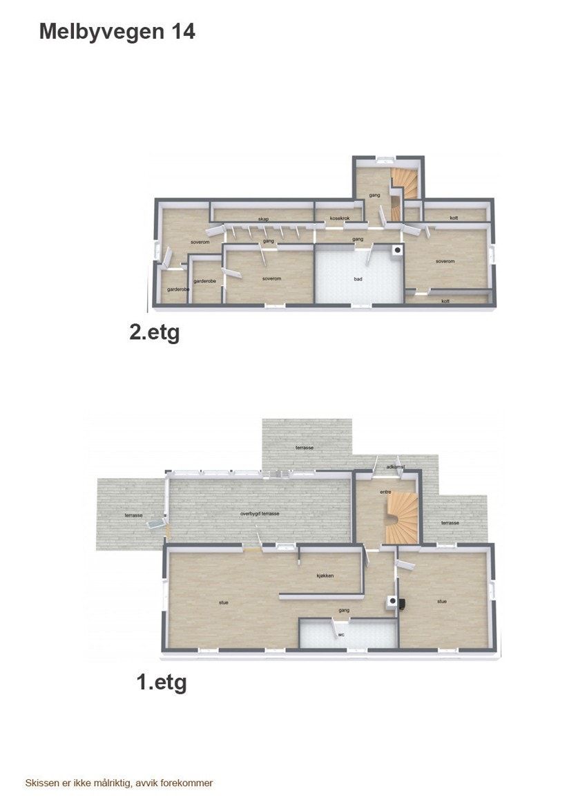 Plantegning over begge etasjene Galleribilde