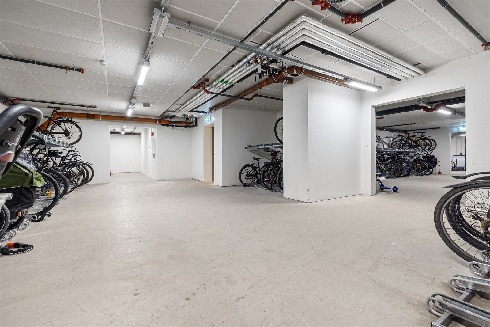 Stort felles rom med sykkeloppbevaring, utstyr for sykkelvask, hundevask og smørebod Galleribilde