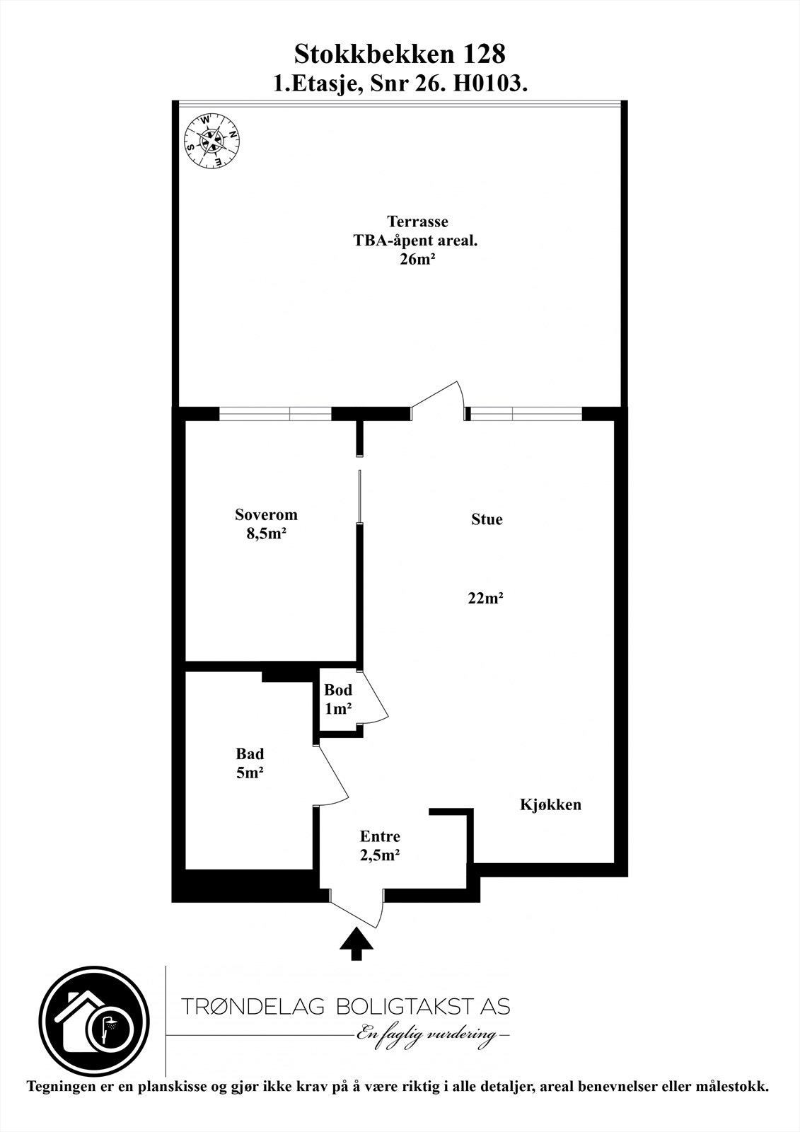 Planskisse for leiligheten i 1. etasje. Galleribilde