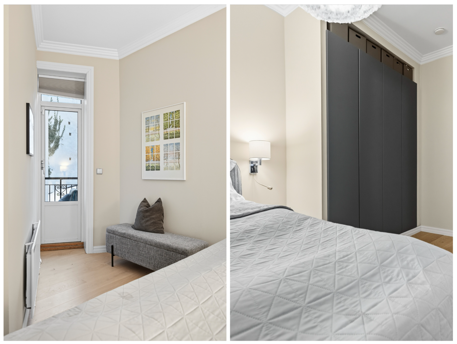 Her er det utgang til en balkong samt plassbygd garderobeskap. Galleribilde