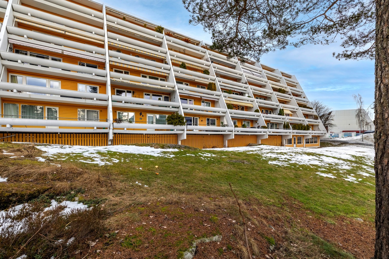 Ellers er sameiets tomt pent opparbeidet med beplantning, naturtomt og friarealer. Galleribilde