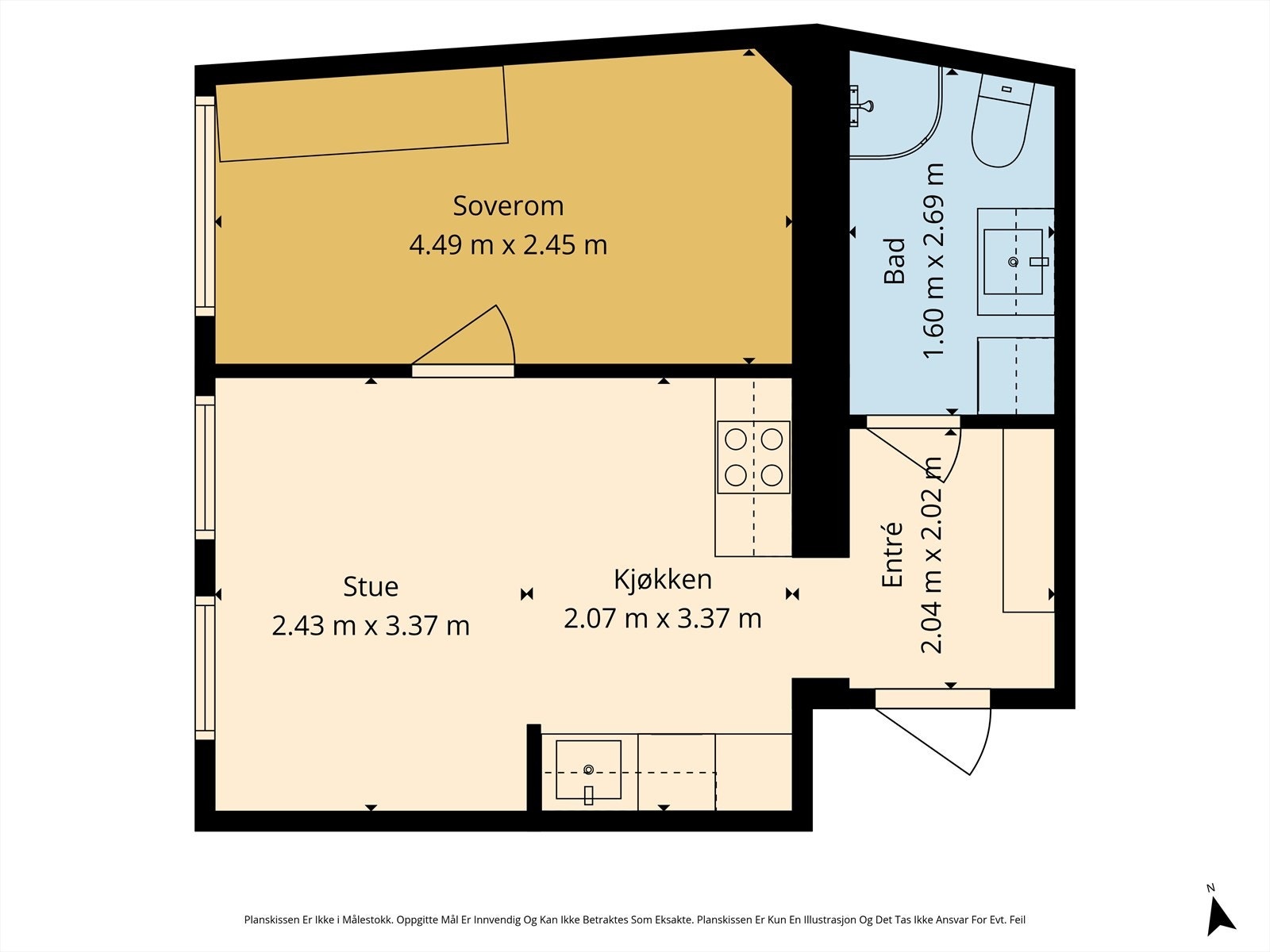 Plantegning for orientering. Legg merke til den gode planløsningen Galleribilde