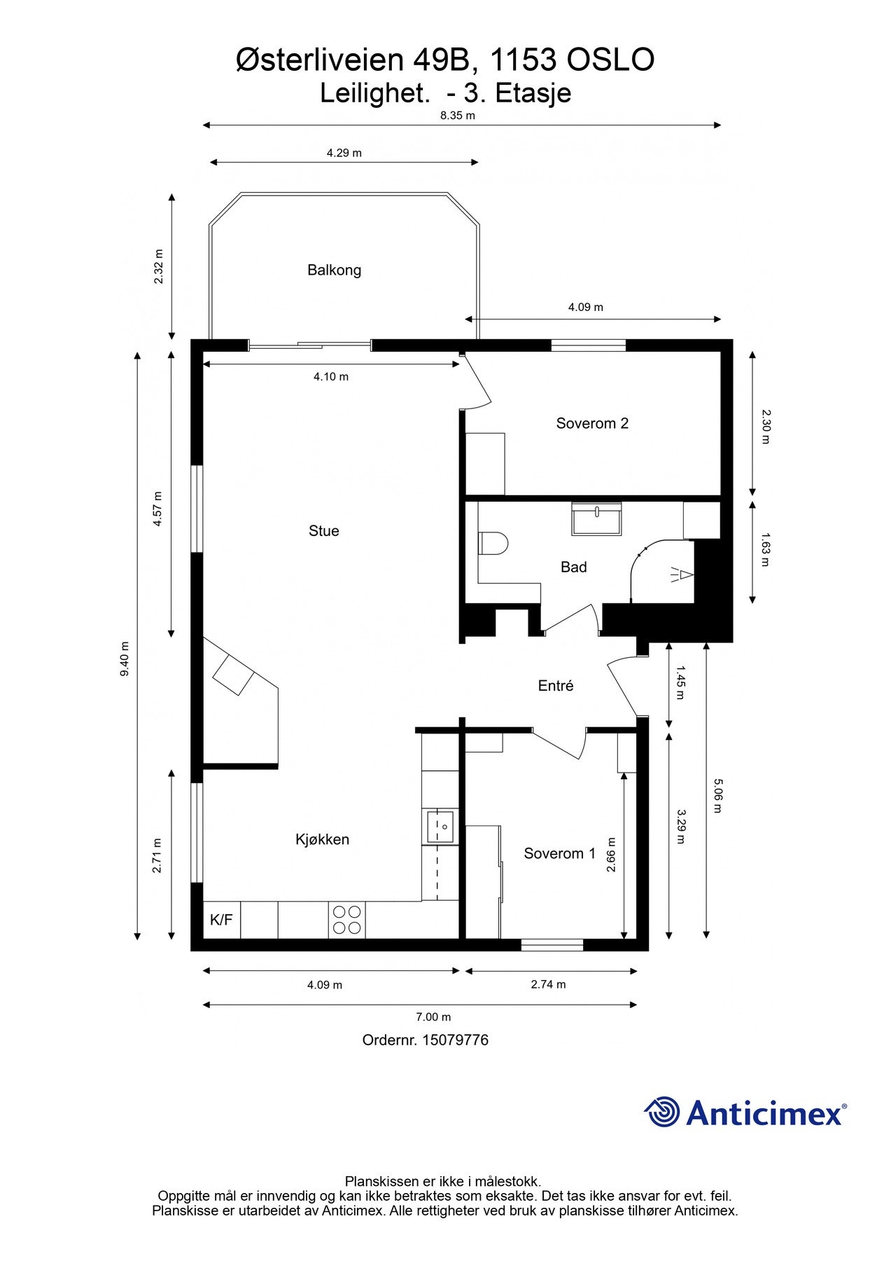 Leiligheten inneholder entré, åpen stue- og kjøkkenløsning, to soverom, bad og bod. Galleribilde