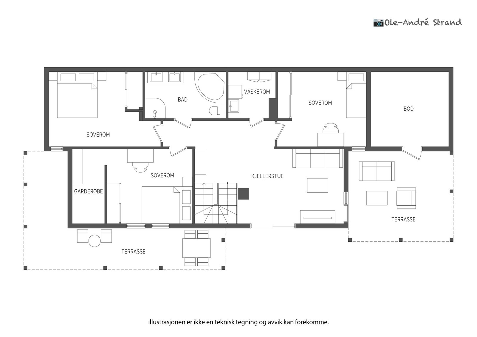 Underetasje med areal på 90 m² med utgang til hagen | Utebod på 7.7 m² Galleribilde