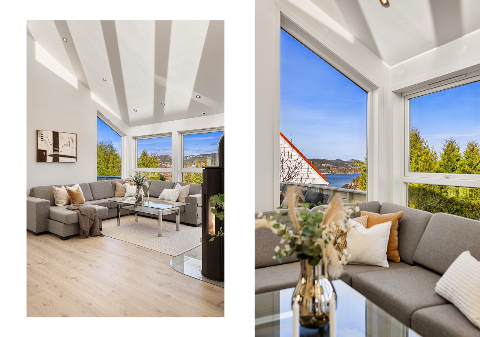 I 2022 ble det lagt nytt 1-stavs gulv i stue/kjøkken i hovedetasjen Galleribilde