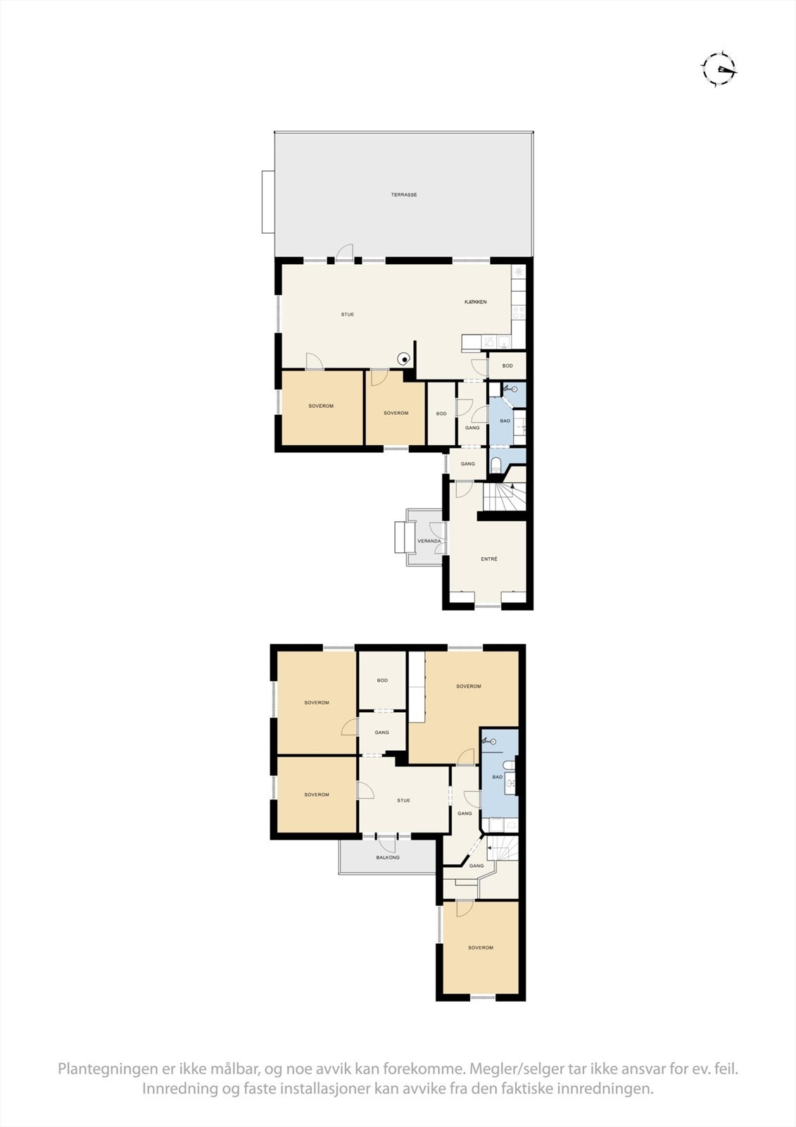 Boligen har et samlet bruksareal på 181 m² fordelt over to innholdsrike etasjer. Galleribilde