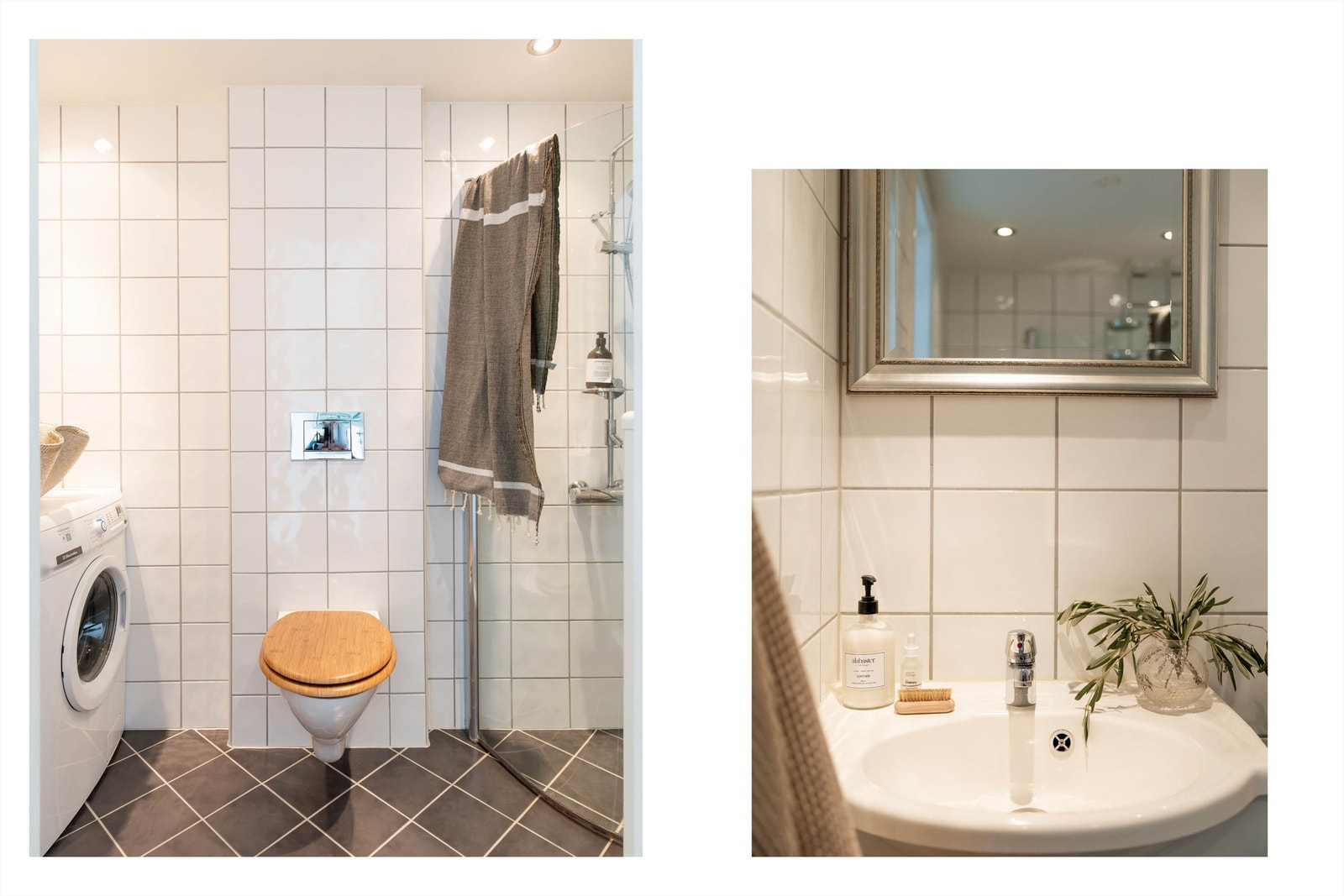 Videre er det en heldekkende servant med skuffeinnredning, speil og skapinnredning på vegg. Galleribilde