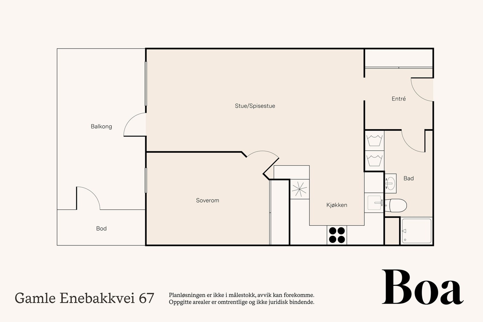 3. etasje: Entré, stue/kjøkken, soverom og bad. Galleribilde