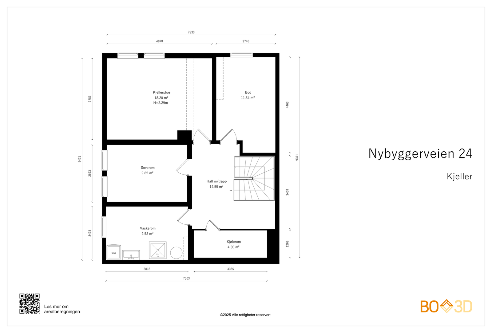 Plantegning - Kjelleretasje. Galleribilde