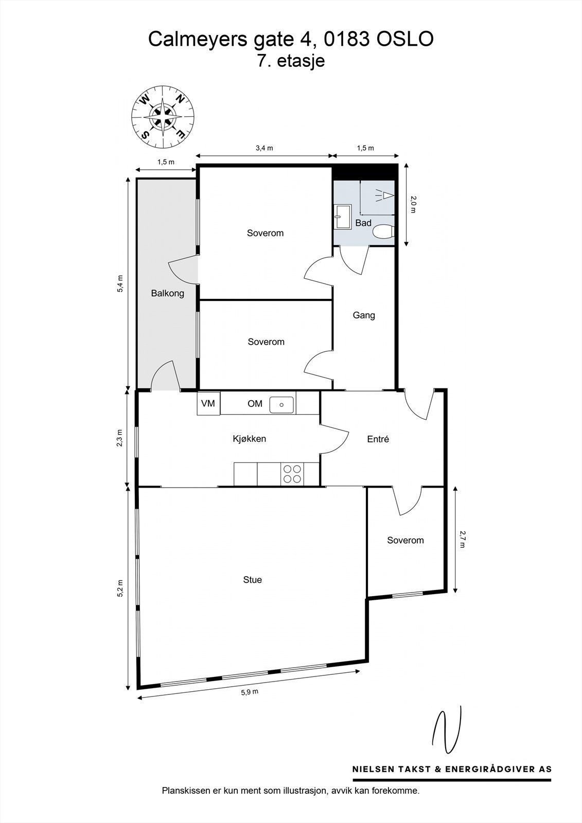 Arealeffektiv planløsning med to gode soverom og adskilte soner. En kjellerbod på ca. 8 m² medfølger. Galleribilde