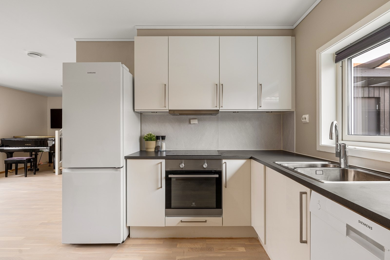 Oppvaskmaskin og kjøleskap vil medfølge handelen. Galleribilde