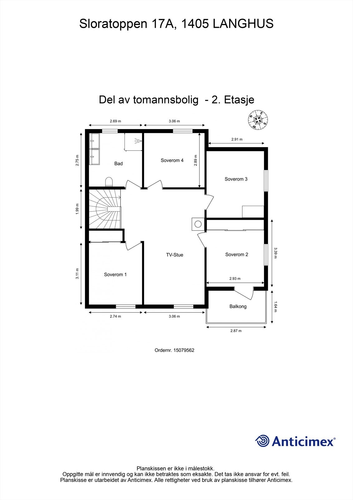 Andre etasje er en privat sone med fire soverom, TV-stue og et stort bad. Galleribilde