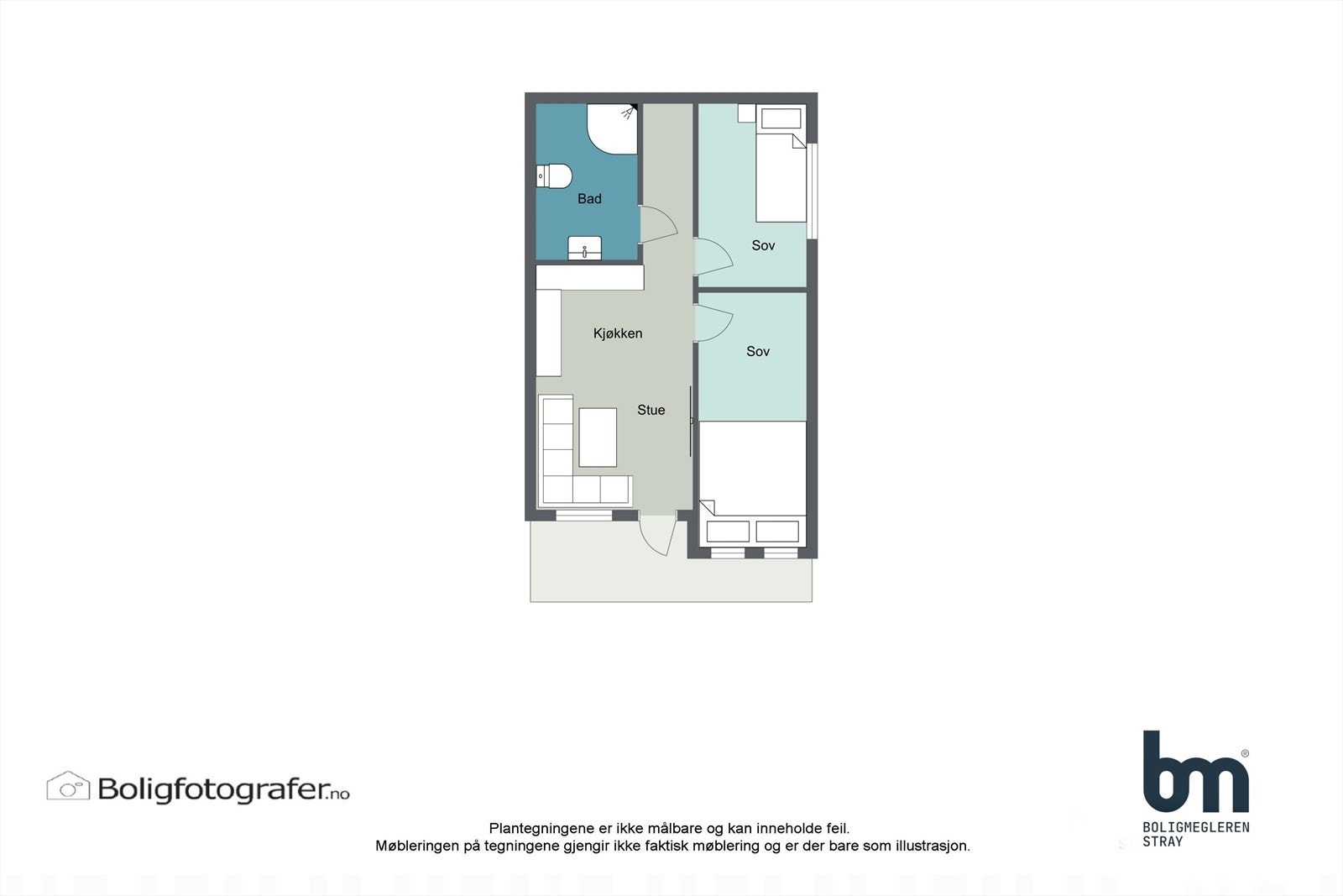 Godt utnyttet planløsning på 37 kvm, pluss balkong Galleribilde