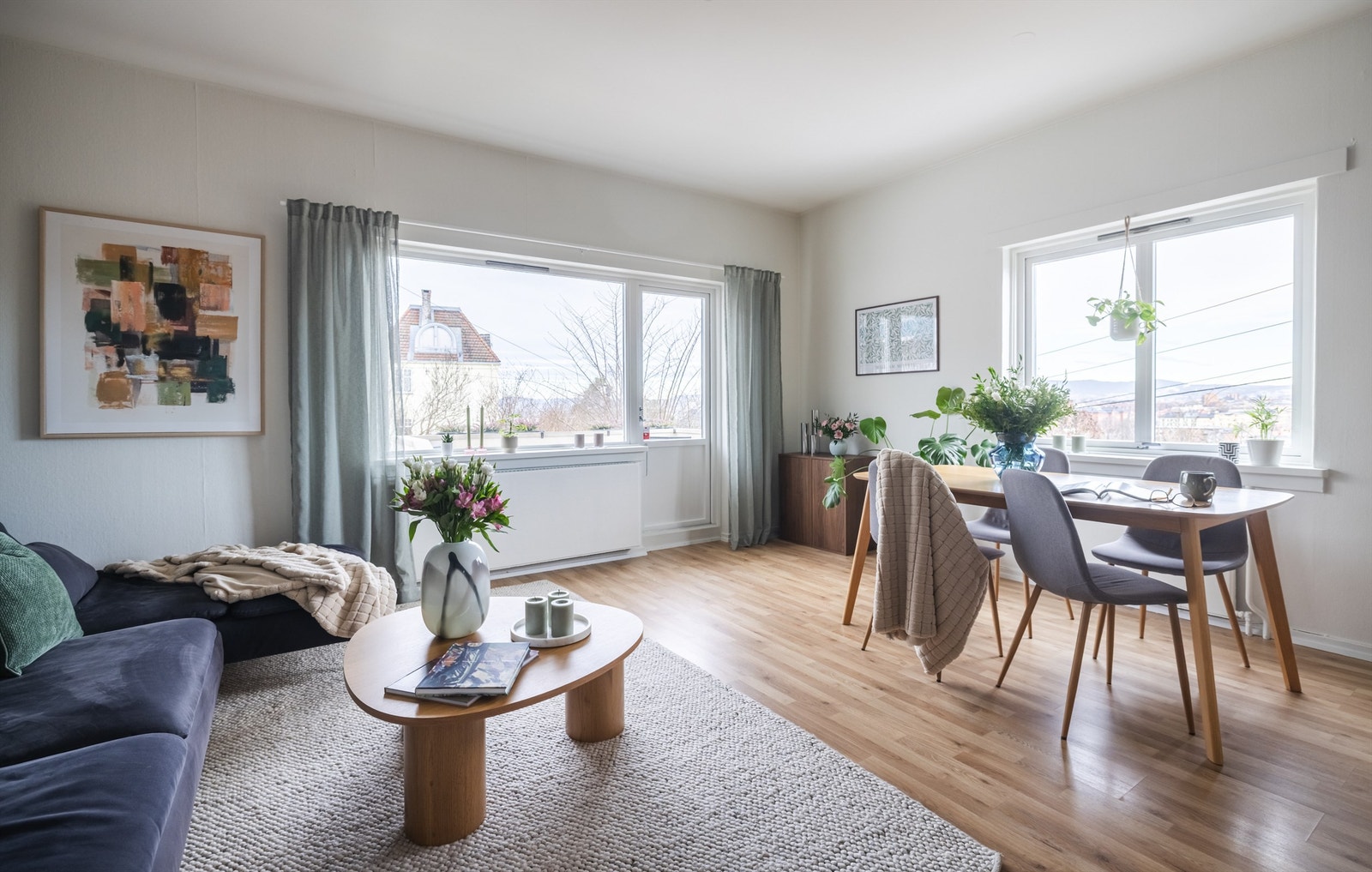 En lys og lekker 3-roms hjørneleilighet med solrik balkong. Foto: Fotostallen, Glenn Pettersen Galleribilde