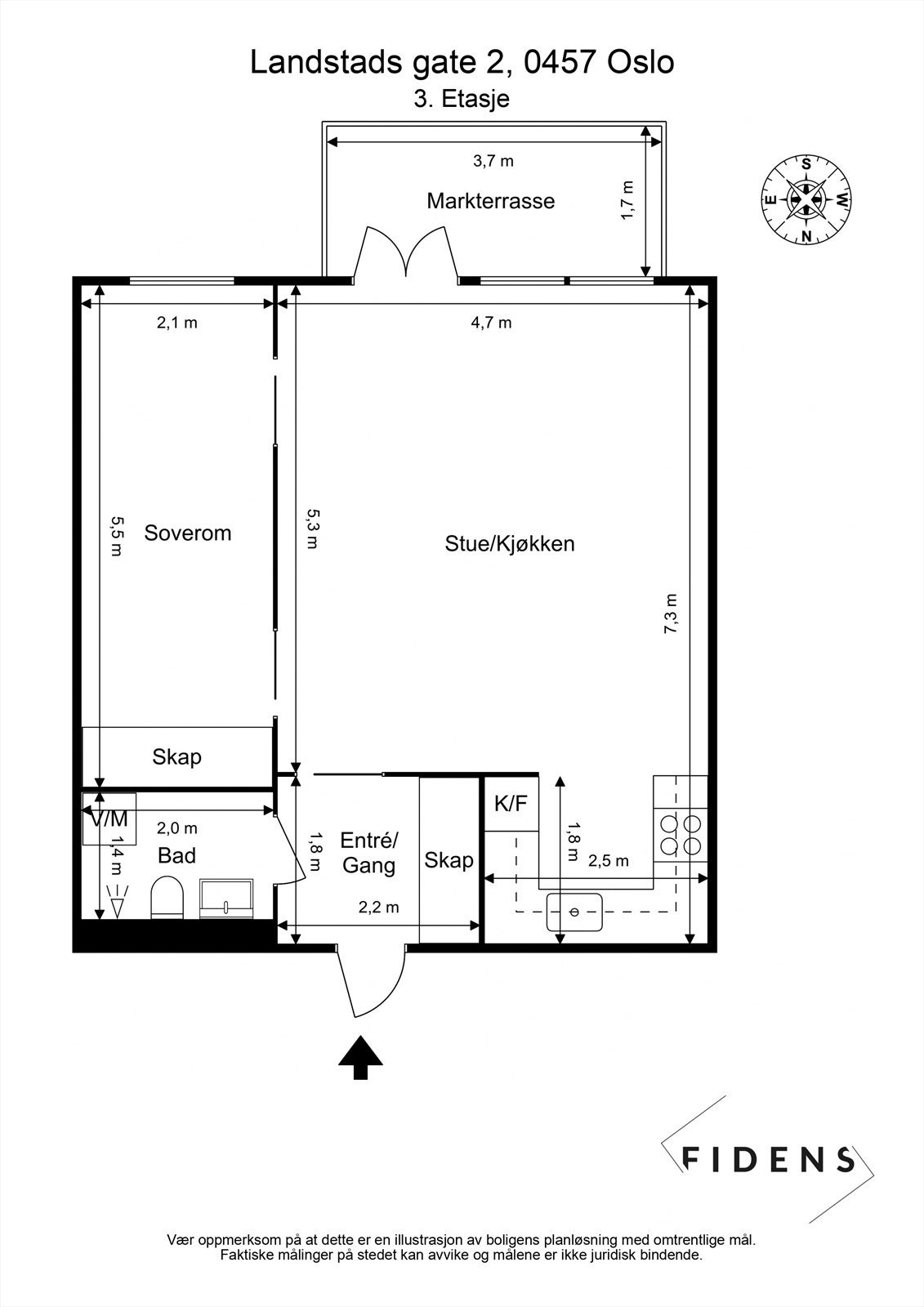 Leiligheten disponerer i tillegg en ekstern bod på ca. 5 kvm - i samme etg. som leiligheten. Galleribilde