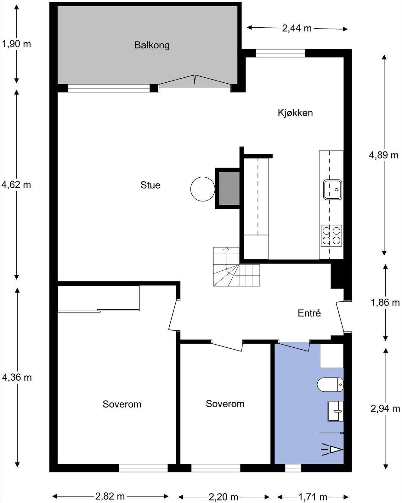 Boligen har en gjennomgående planløsning, med god størrelse på alle rom. Galleribilde