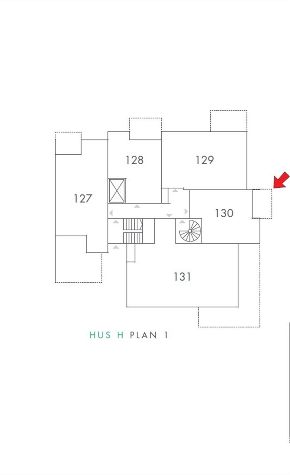 Etasjeplan med markering av leilighetens beliggenhet. Galleribilde
