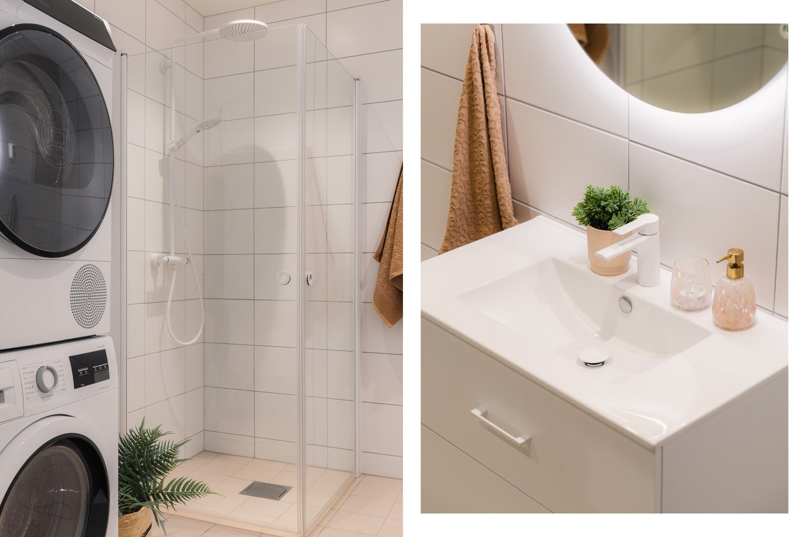 Badet fremstår som et stilrent og funksjonelt rom med kvaliteter som passer godt til boligens moderne standard. Galleribilde