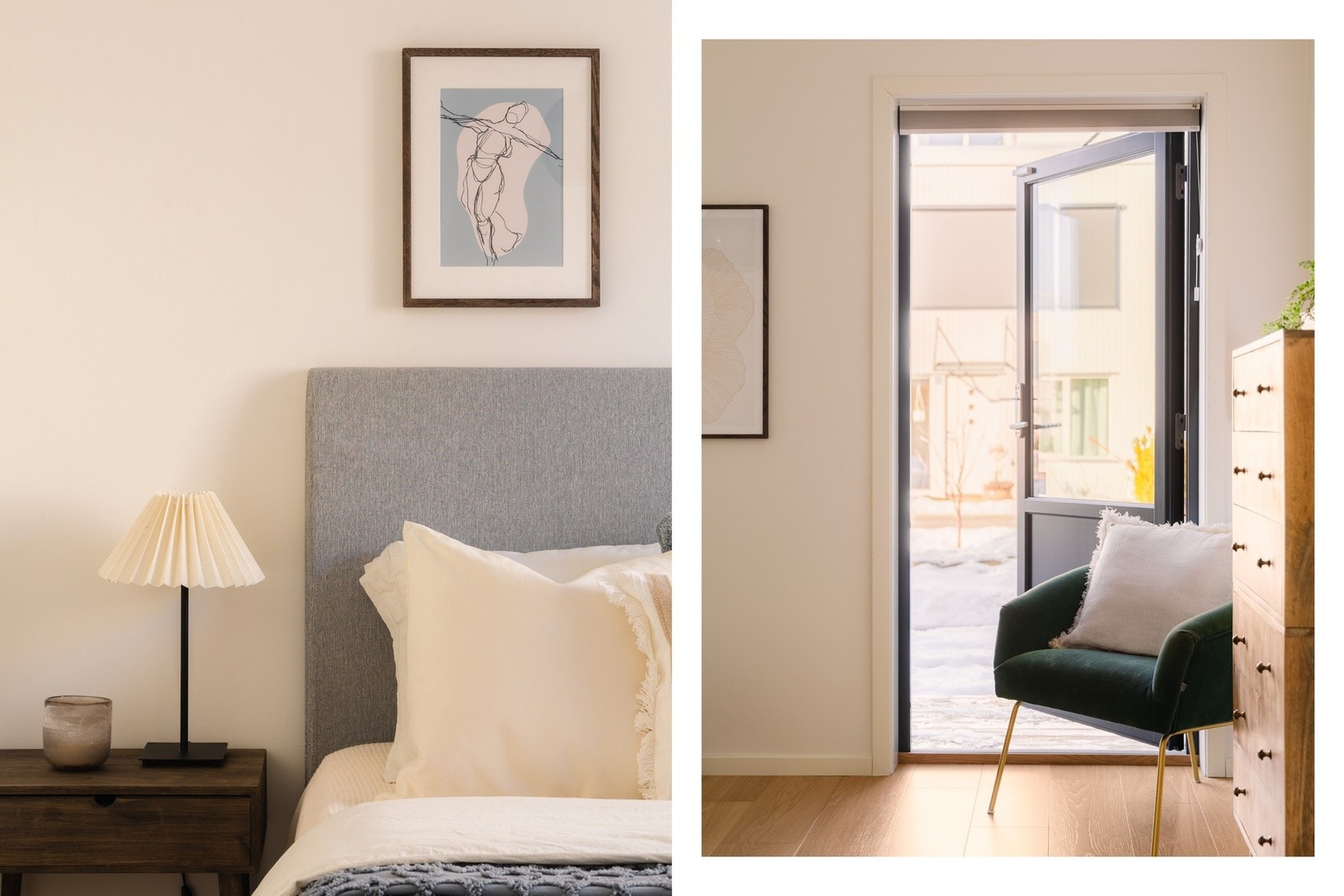 Fra soverommet er det direkte utgang til en hyggelig markterrasse, noe som gir en ekstra dimensjon til rommet. Galleribilde