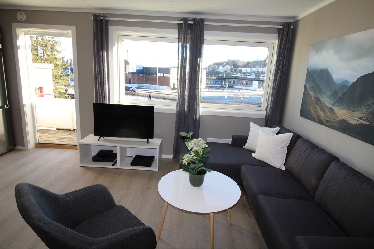 Stue med fin sofa løsning Galleribilde
