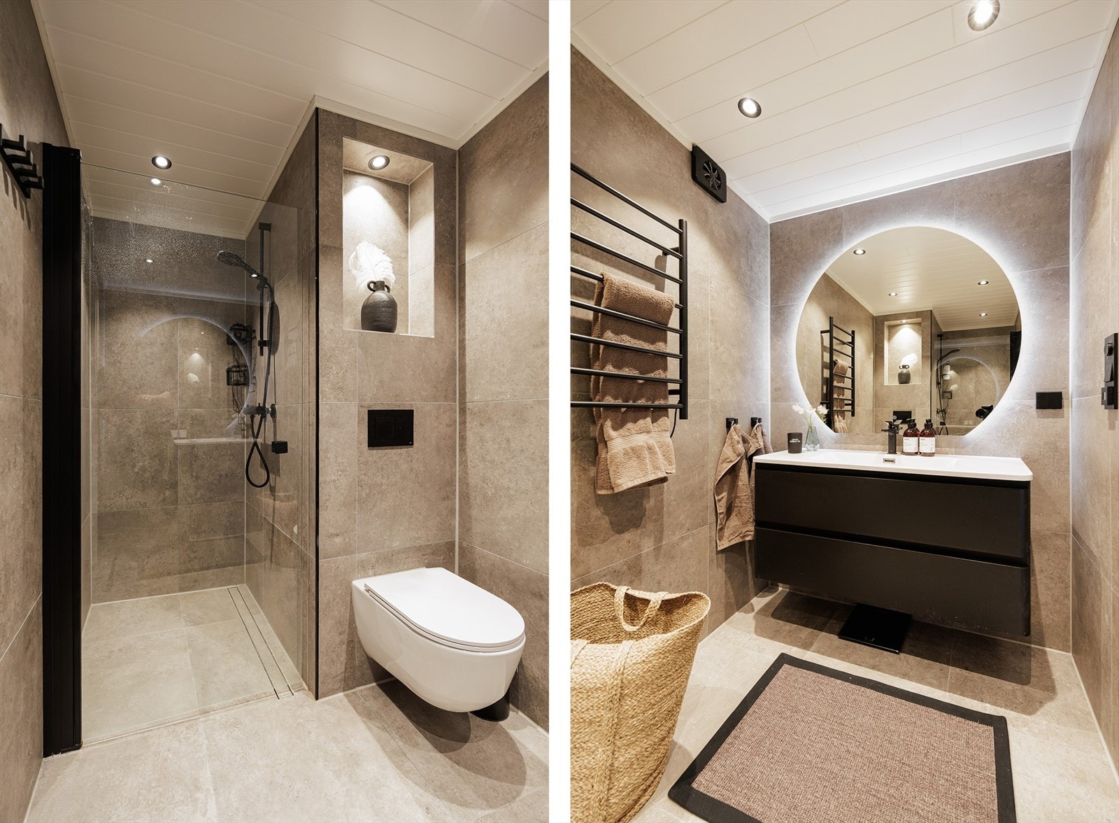 Dusjsonen er utstyrt med innfellbar dør i herdet glass, noe som gir et stilrent og luftig uttrykk. Galleribilde