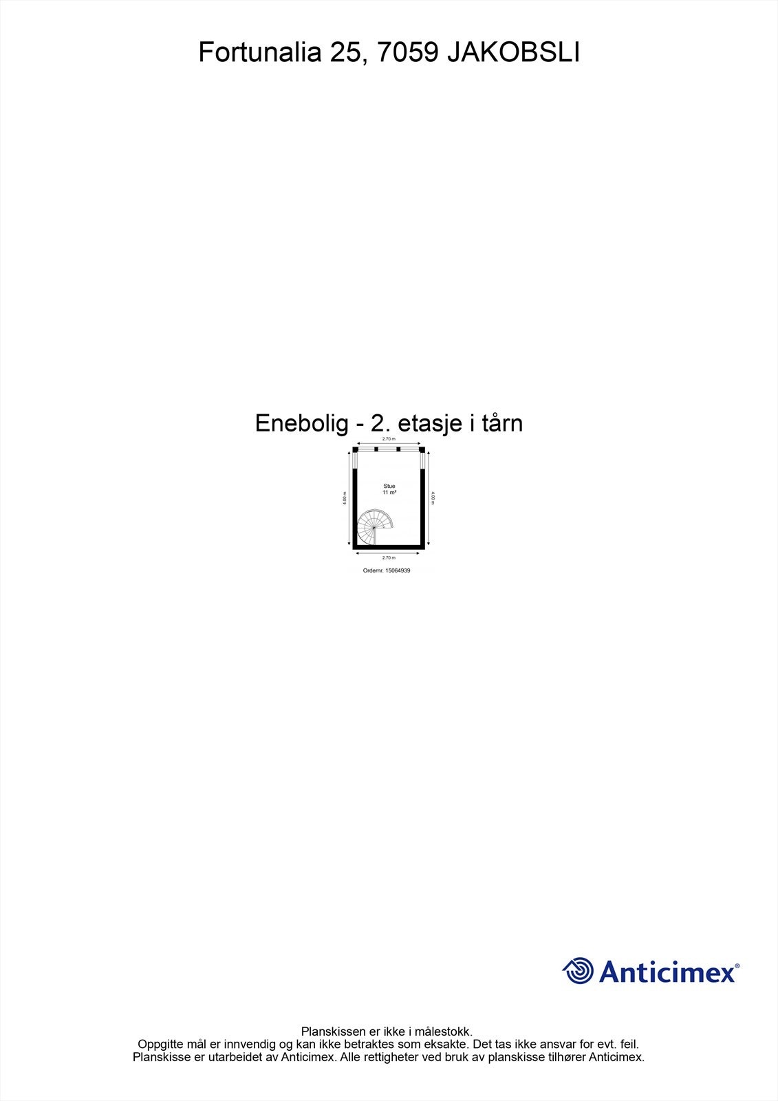 Planskisse 2. etasje i tårn. Galleribilde