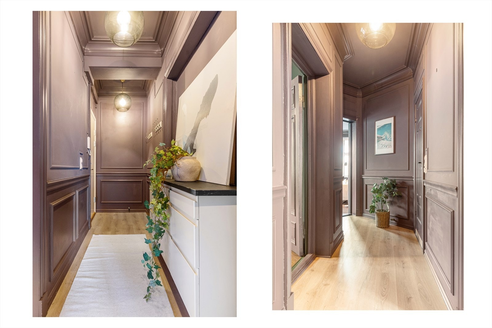 Innbydende entré som gir et godt førsteinntrykk av boligen. Her er det god plass til oppheng av yttertøy og oppbevaring av sko. Galleribilde