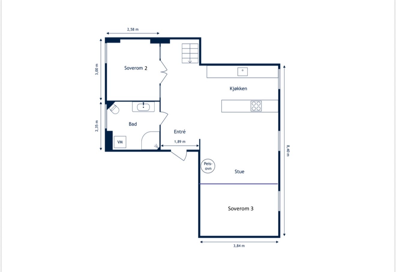 Alternativ plantegning 3. etasje Galleribilde