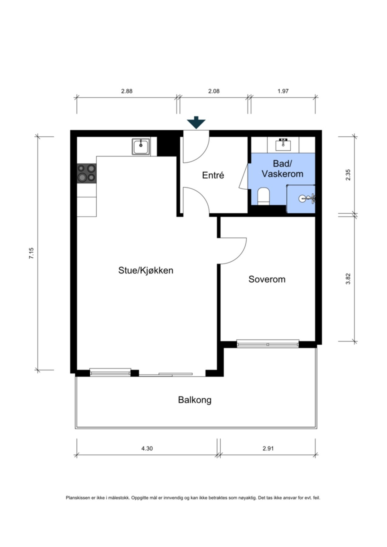 Hagen Johansens vei 8 - Plantegning 3. etg. Galleribilde