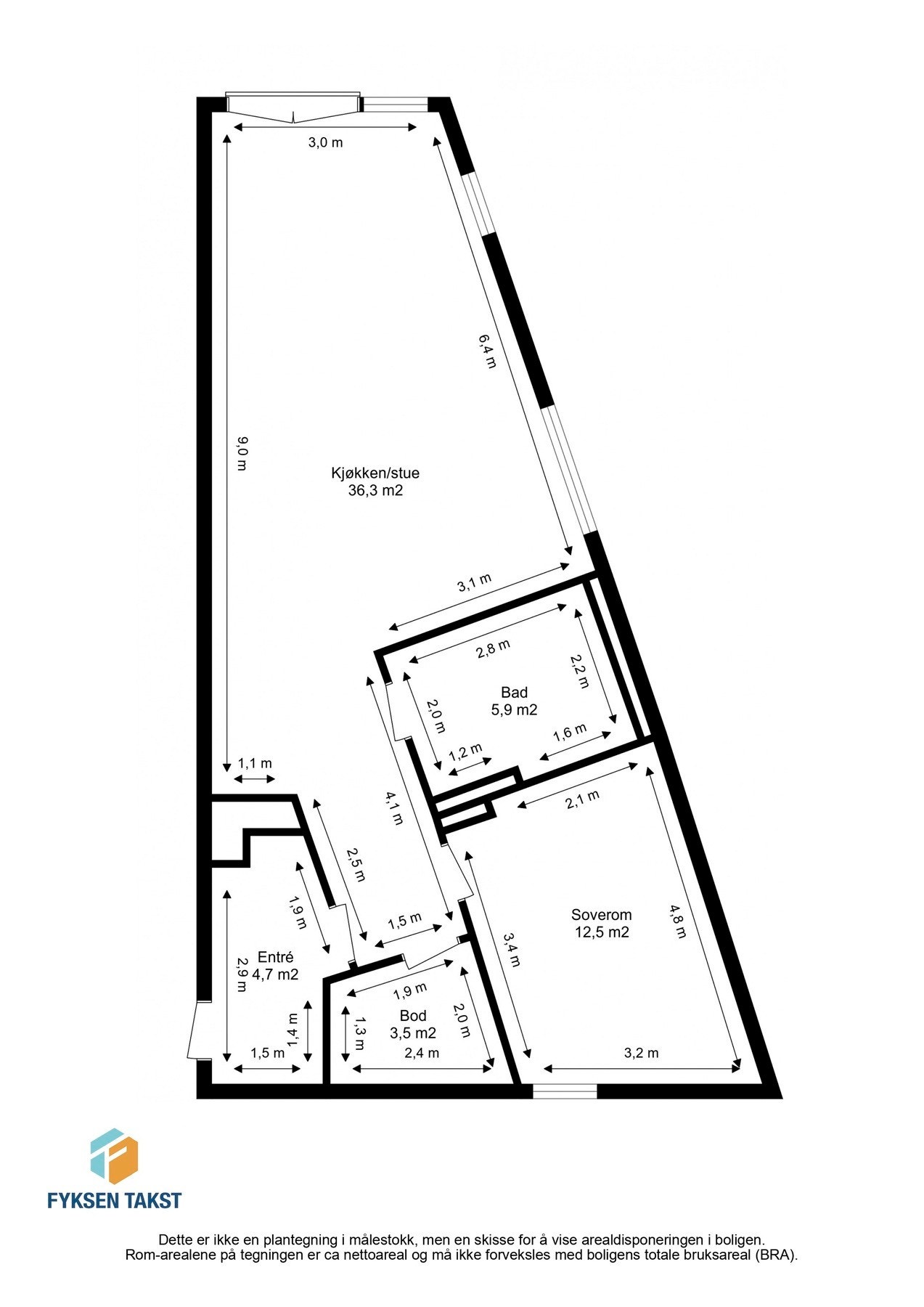 Målsatt planskisse. Galleribilde