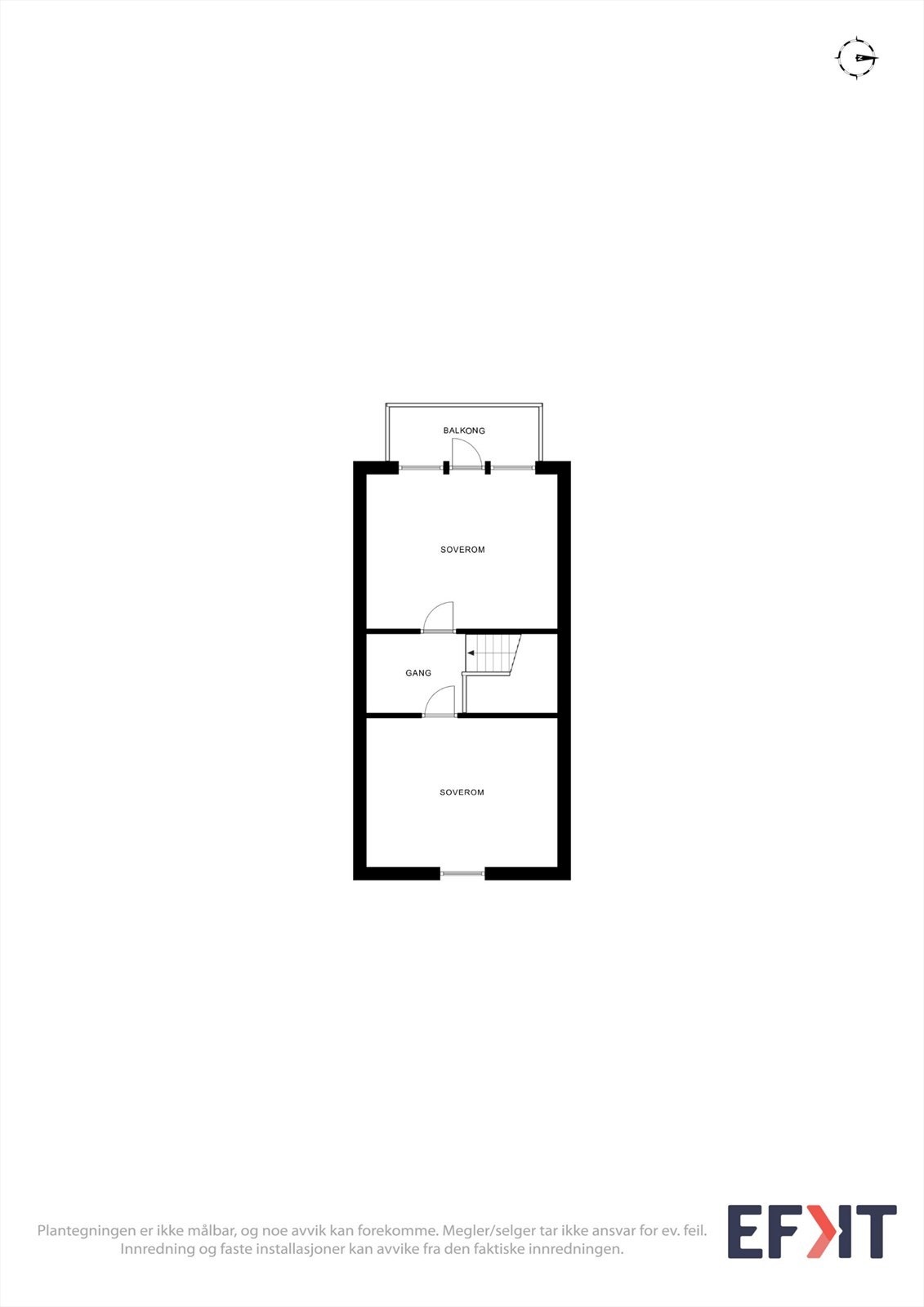 Andre etasje består av to soverom, gang og en luftebalkong. Galleribilde