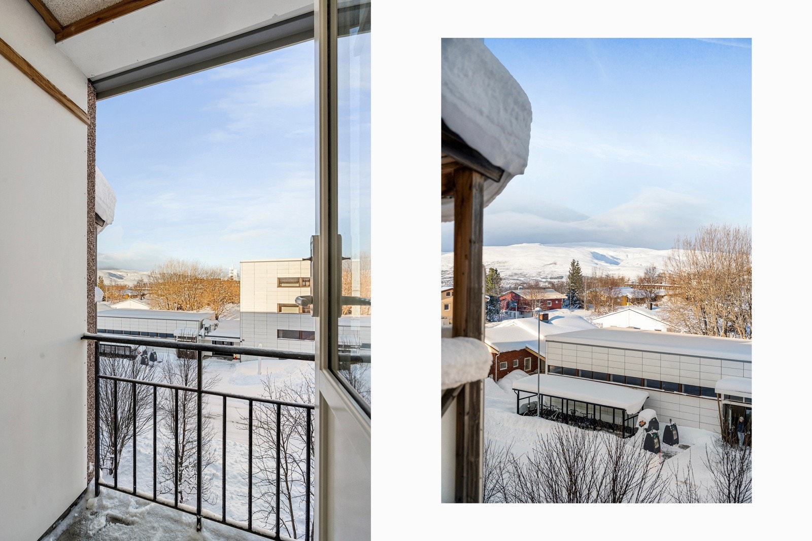 Vaskerom har egen liten balkong på nordsiden av leiligheten.