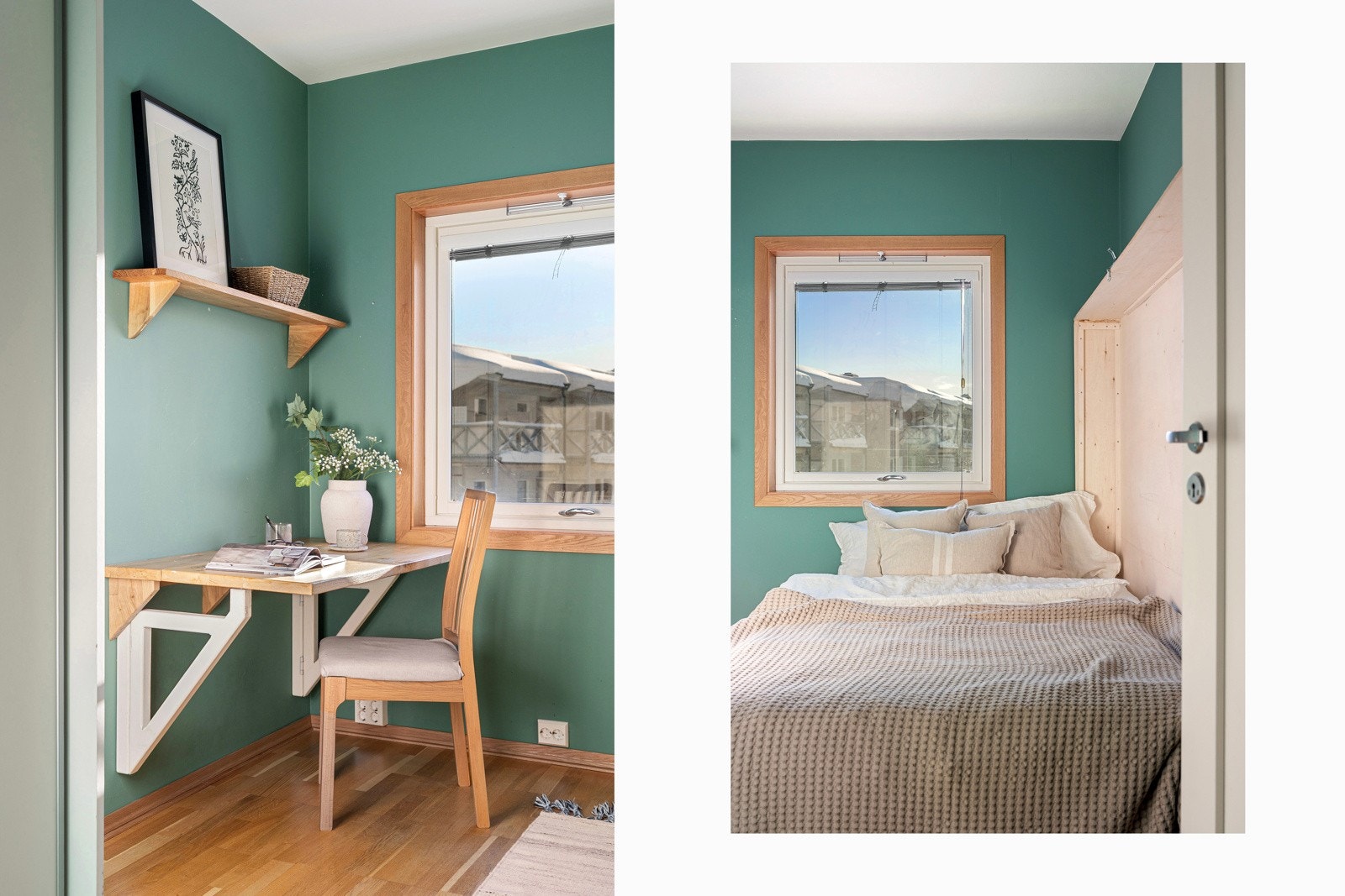 Soverom 2 er i dag etablert som kontor/soverom med utfellbar seng.