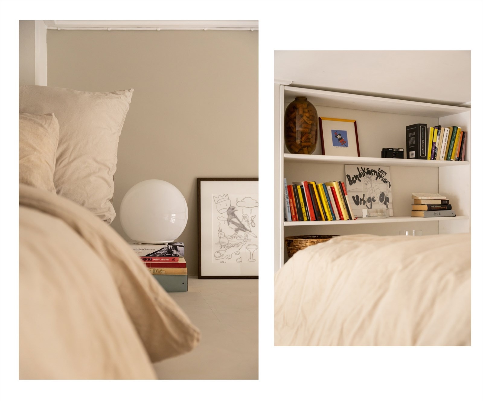 På hemsen finner du også en innebygd bokhylle som er både praktisk og hyggelig. Galleribilde