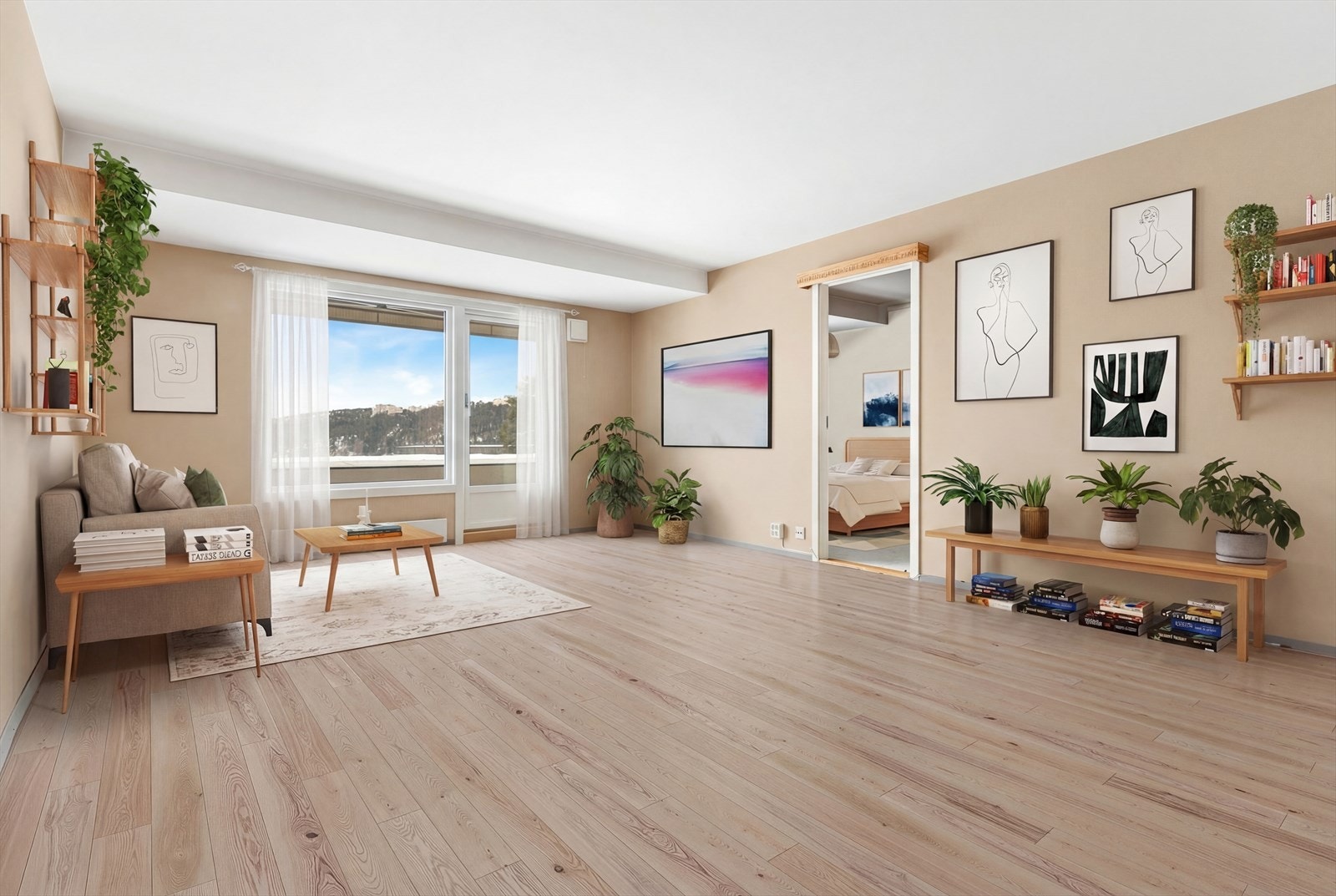 Leiligheten har moderniseringsbehov. (Digital møblering). Galleribilde