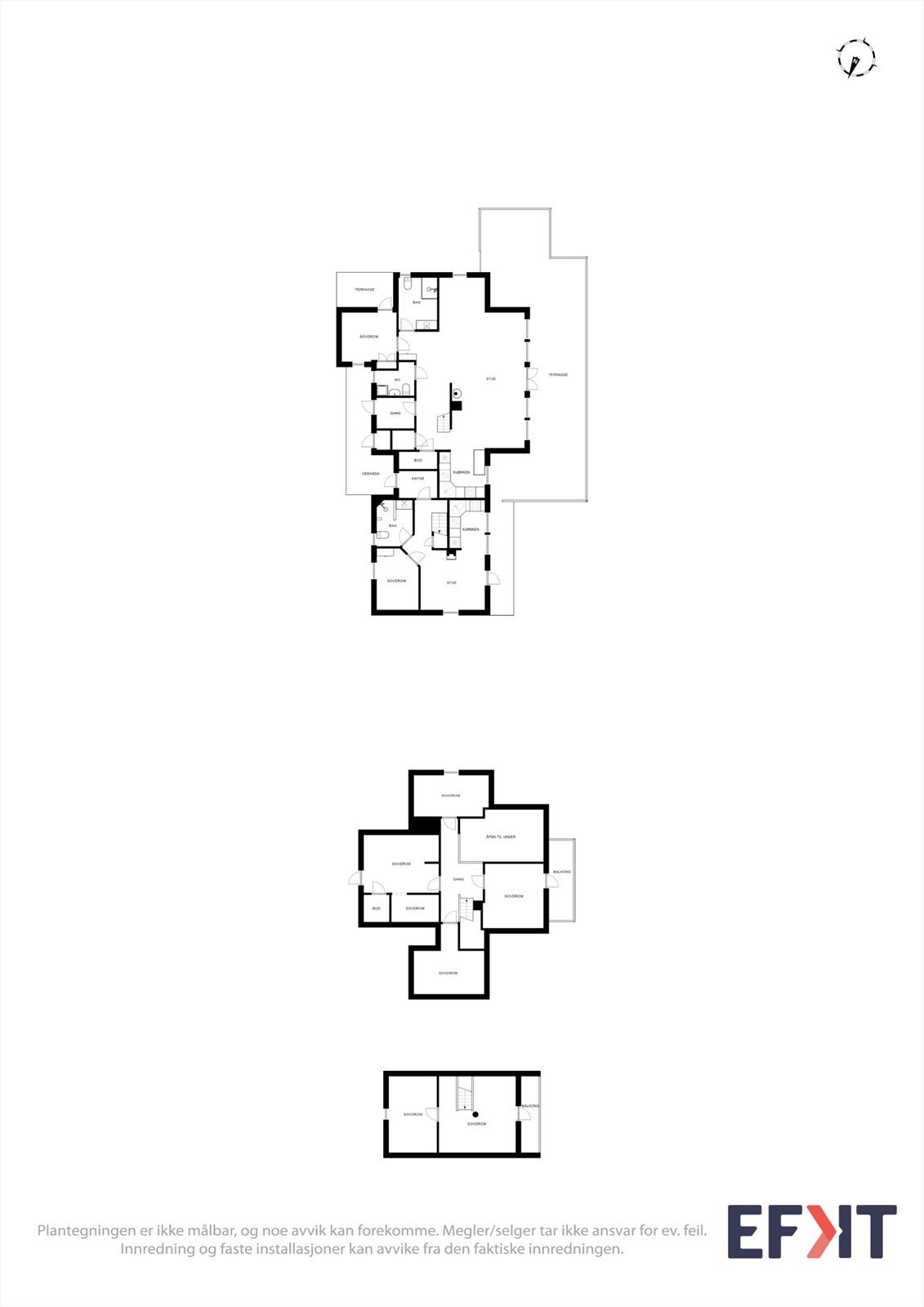 Plantegningene gir en oversikt over fritidsboligens to boenheter. Galleribilde