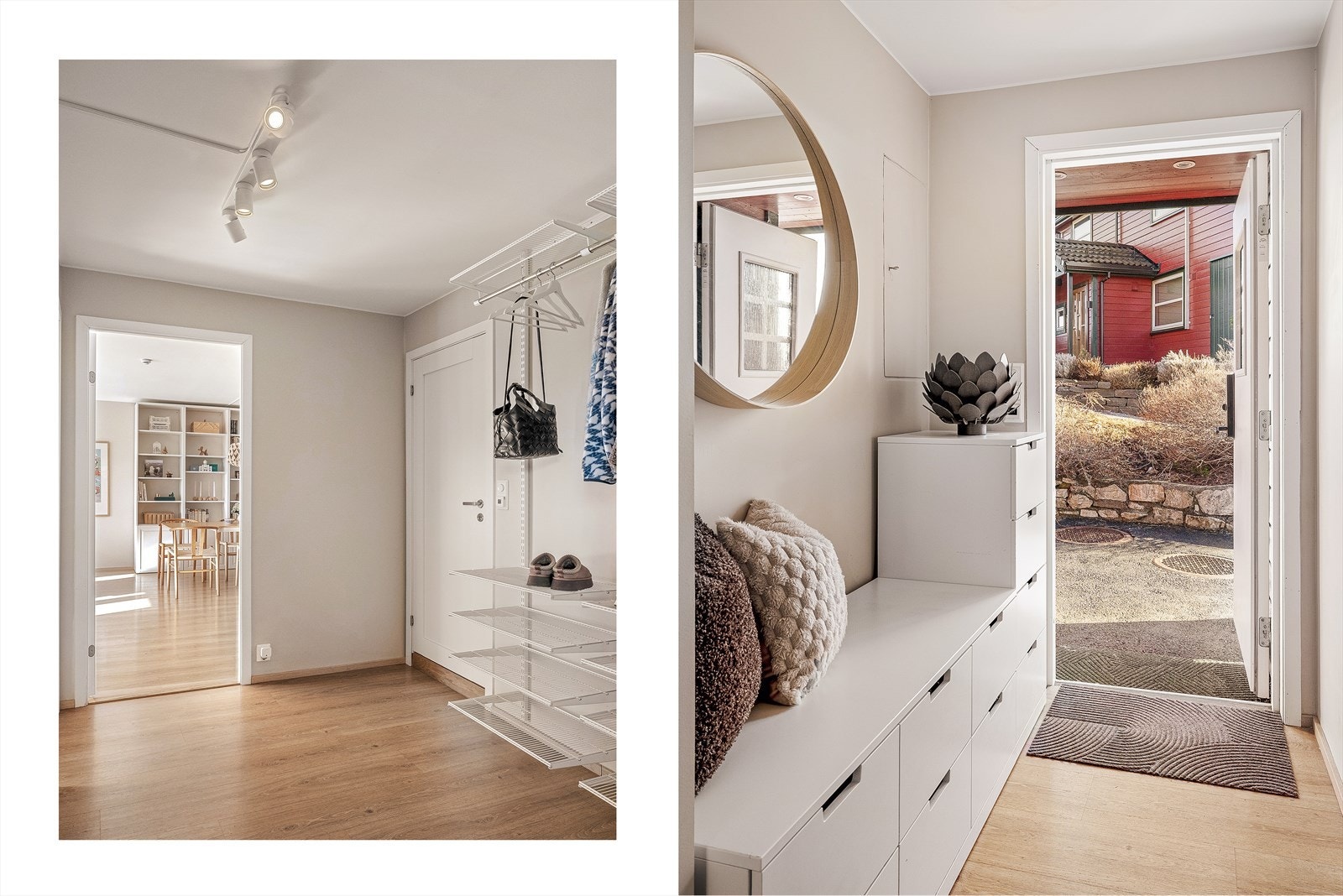 Lys og praktisk entré som gir et pent førsteinntrykk av boligen. Galleribilde