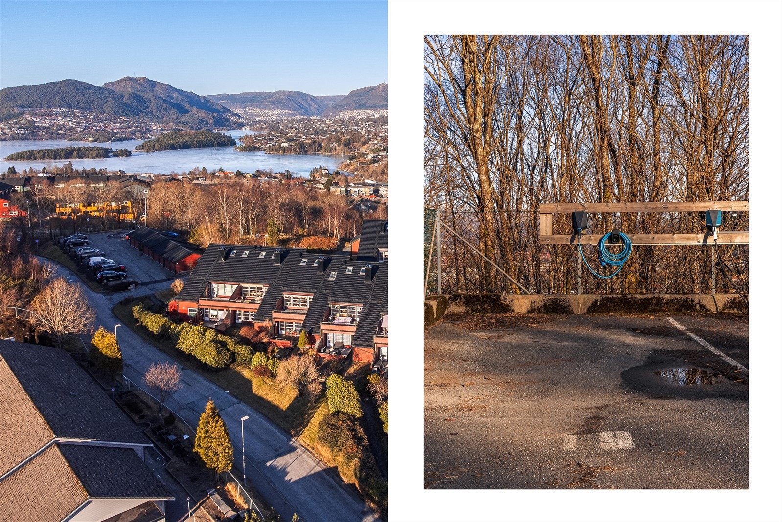 Fast parkeringsplass med el-billader. Galleribilde