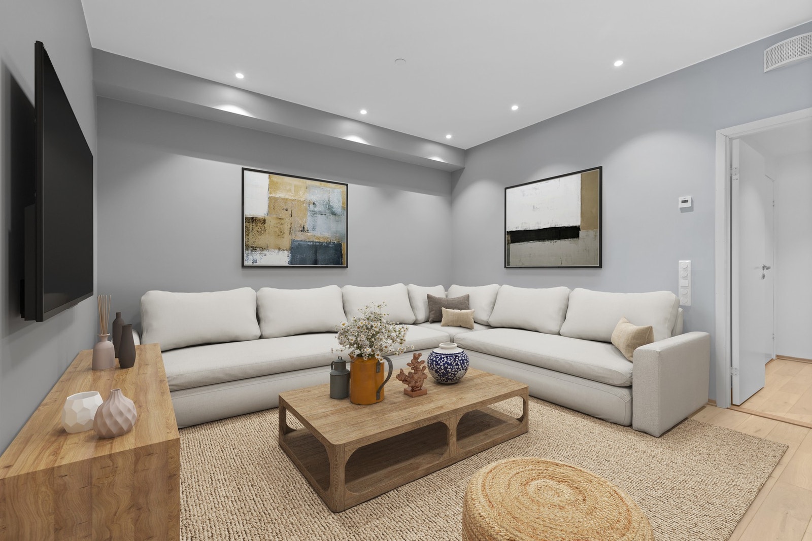 Stue med downlights. (Bildet er digitalt stylet) Galleribilde