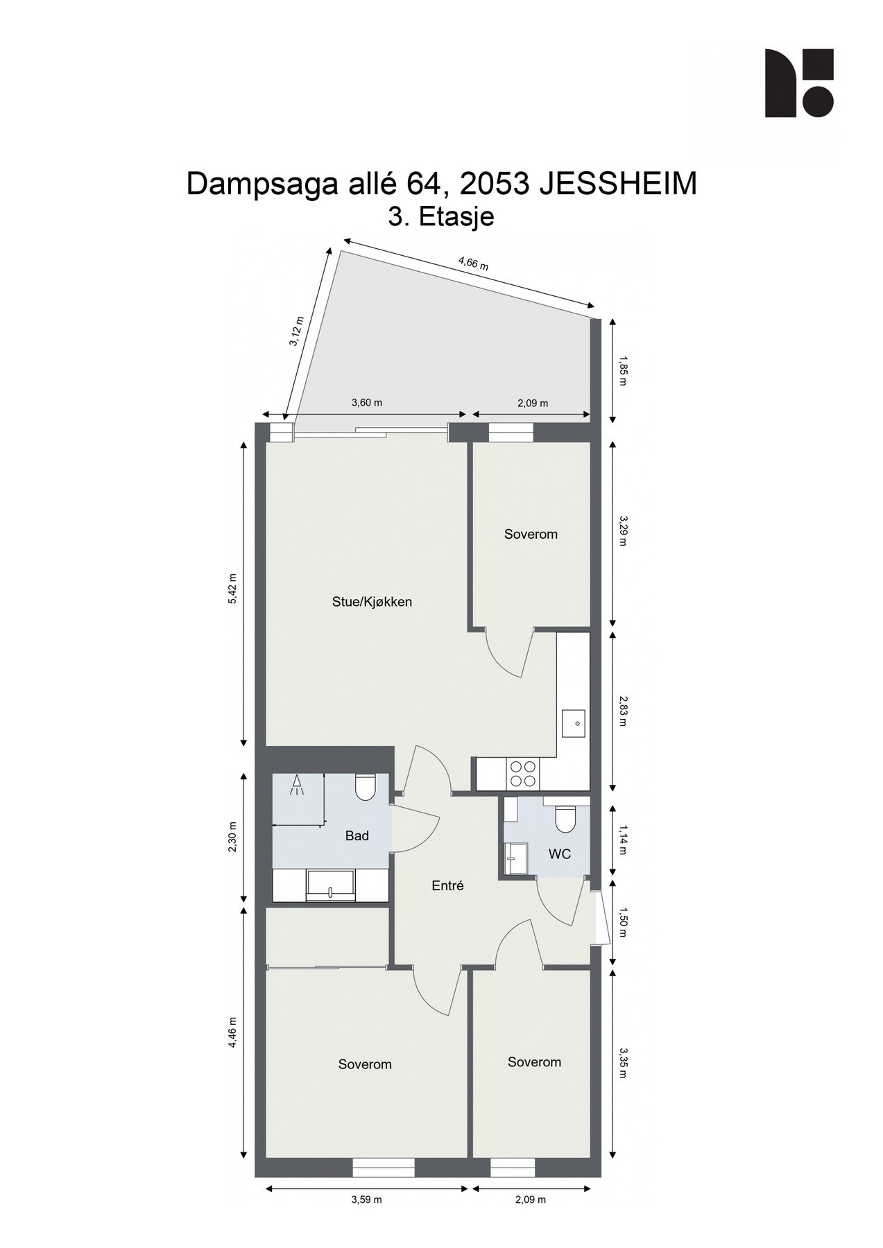 Plantegning 3. Etasje. Galleribilde
