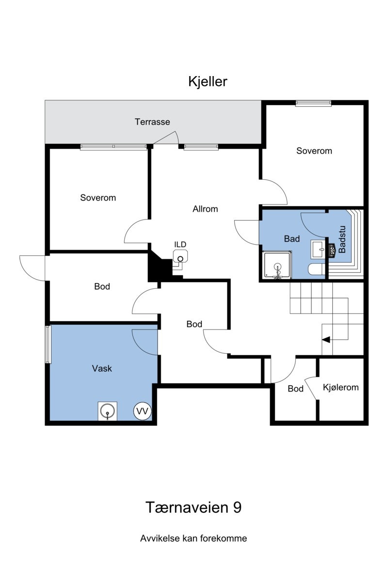 Før vi tar turen ned i sokkeletasjen gjør vi oss kjent med plantegningen over etasjen. Galleribilde