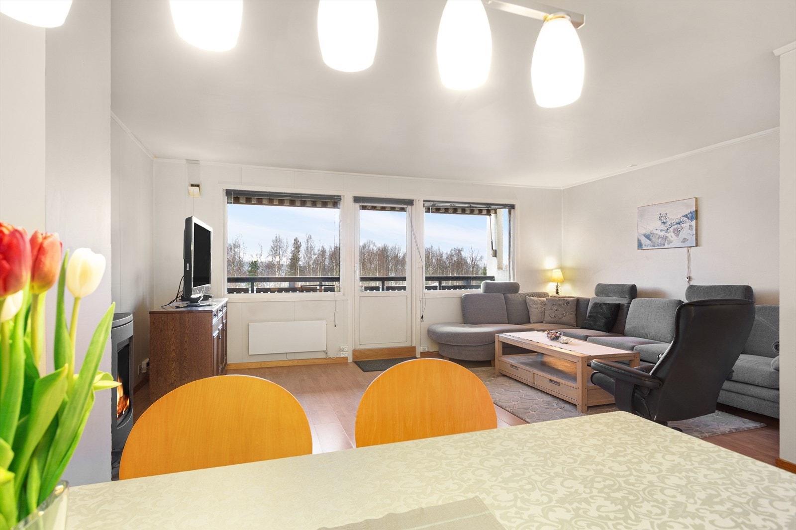 God plass til både sofa og spisebord. Galleribilde