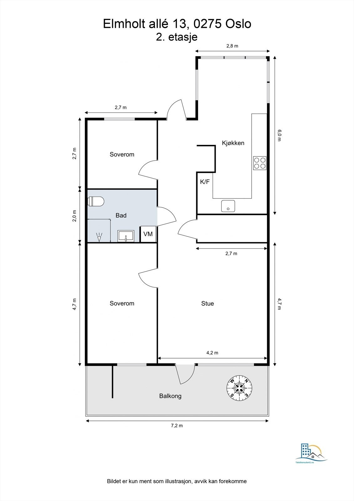 Leiligheten har en arealeffektiv planløsning som skiller soverommene fra de sosiale sonene. Galleribilde