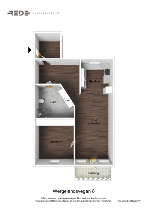 Plantegningen er ikke målbar. Avvik kan forekomme. Galleribilde